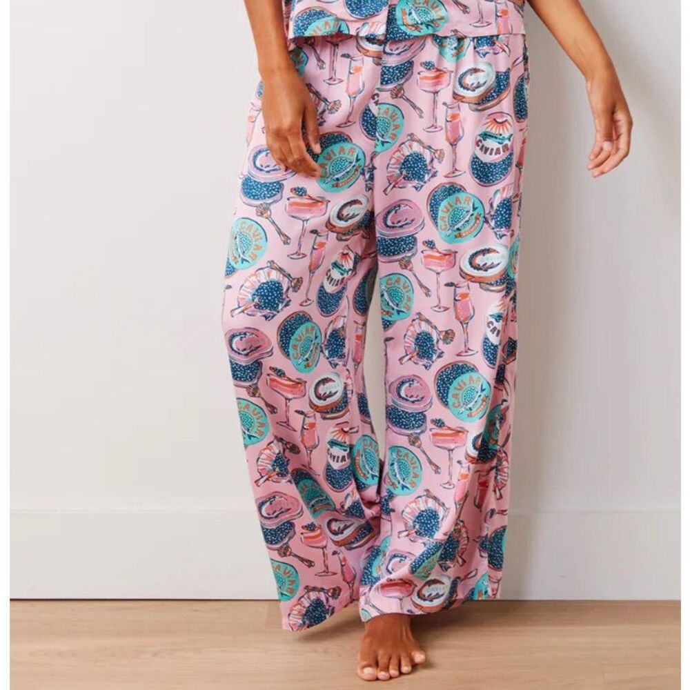 Printfresh Champagne and Caviar PJ Pants | Pink in XS
